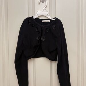 Couture Princess Black Cardigan with Floral Accents